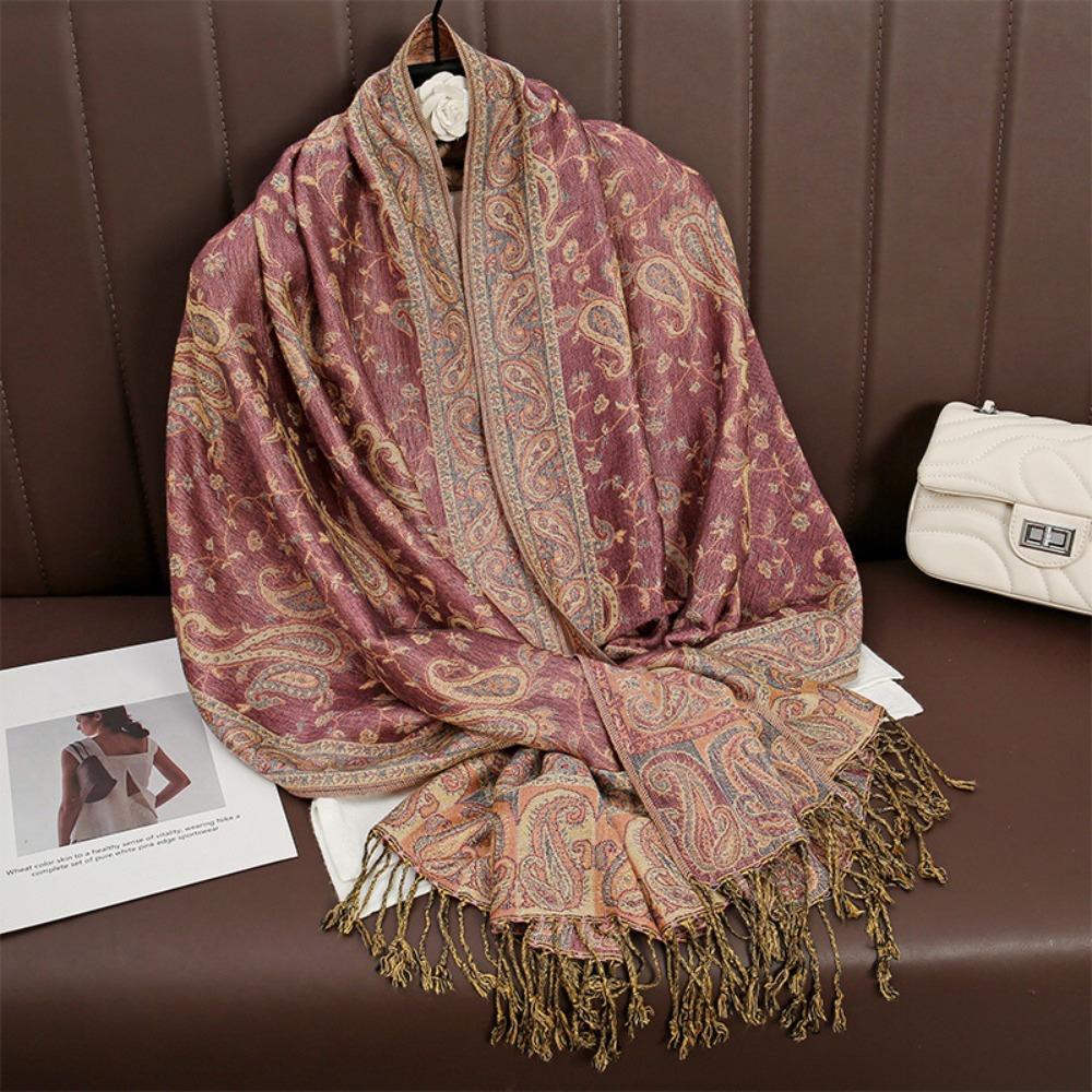 Printed Tassel Blanket Shawl Pashmina Cashmere Shawl Vintage Headscarf  Women