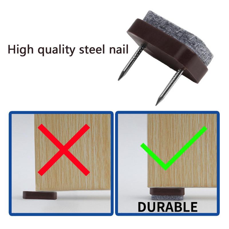 20pcs Glide Pad Nail-on Furniture Felt Pad Reduce Noise Floor Protector For Cabinet Sofa Couch Chair Table Leg Feet Accessories