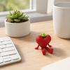 3D Printed Fruit Figure with Movable Joints, Collectible Articulated Red Strawberry Figurine for Home Office Executive Desk Decor