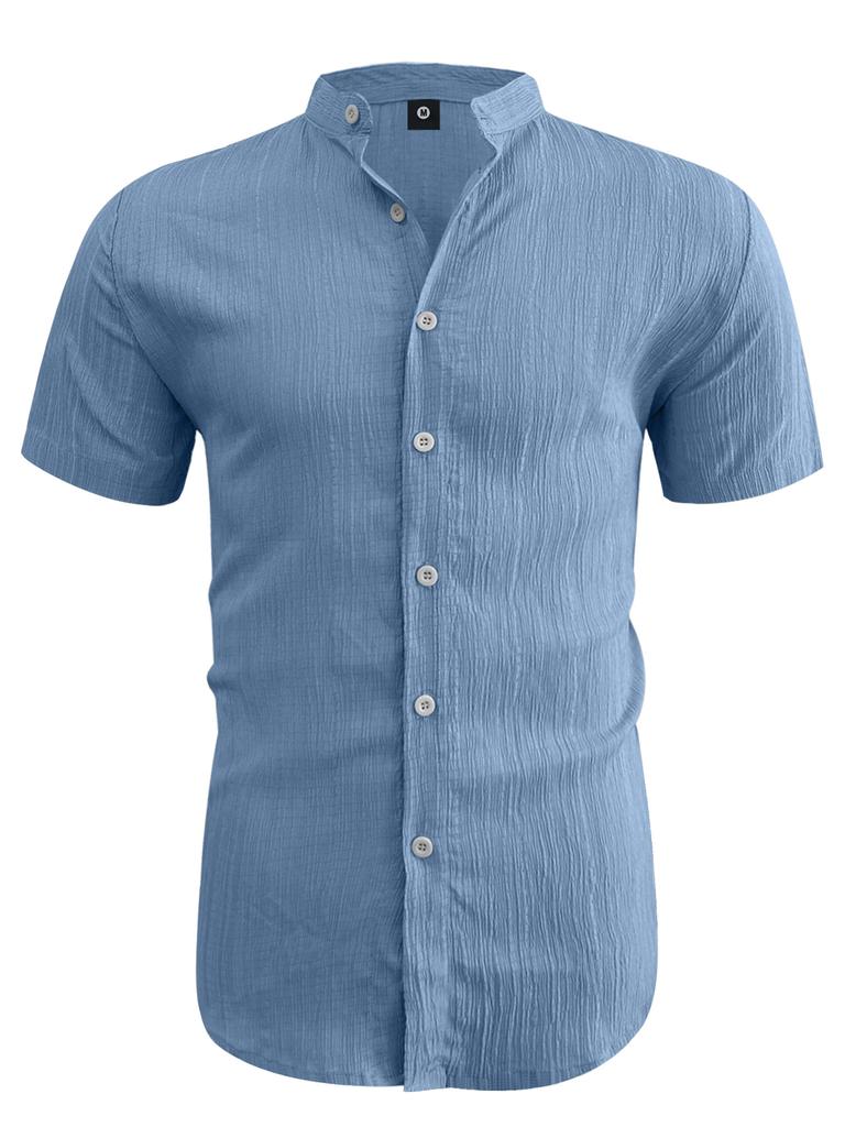 Summer men's short-sleeved shirt stand-up collar casual shirt for men's shirts in stock
