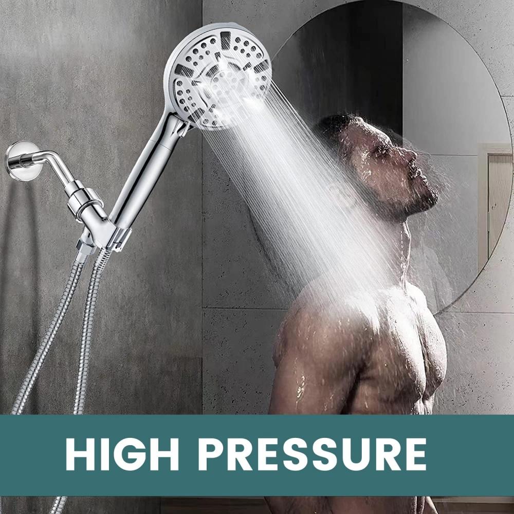 Cap de duș cu filtru, filtru de cap de duș portabil în 15 trepte pentru apă dură, cap de duș de înaltă presiune în 10 moduri, elimină clorul și nociv.