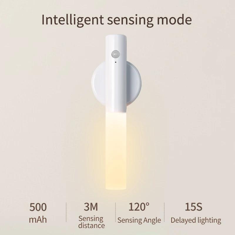 Rechargeable Motion Sensor LED Night Light Wireless Magnetic Induction Wall Lamp For Bedroom Stair Cabinet Kitchen Lighting