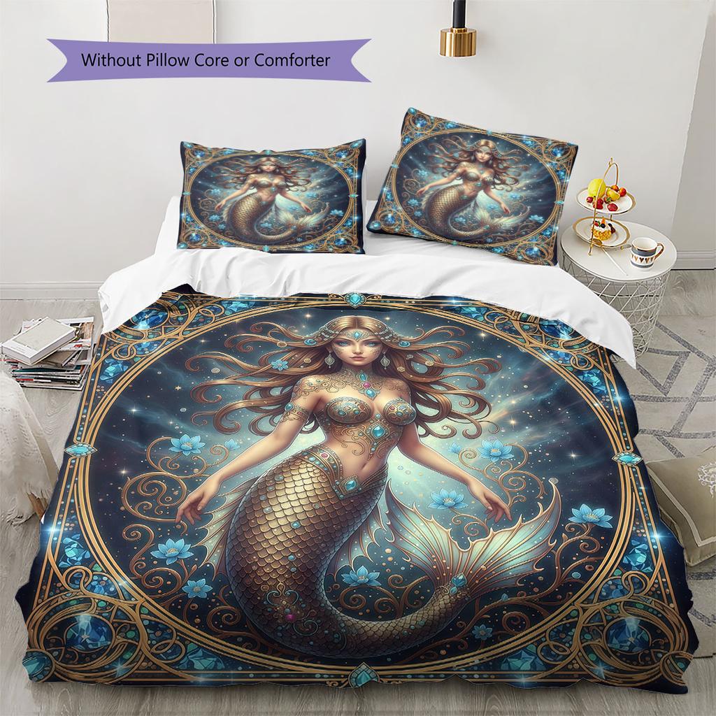 DiamondDarkCreatures Pattern Bedding Quilt Set Quilt Cover Pillowcase Home Decoration Birthday Gift (1 * duvet cover + 2 * pillowcase, without core)