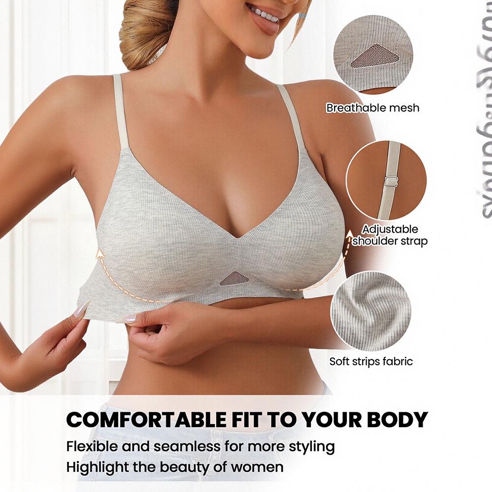 Women Seamless Push Up Anti Sagging Plus Size Large Bust Bra S серый