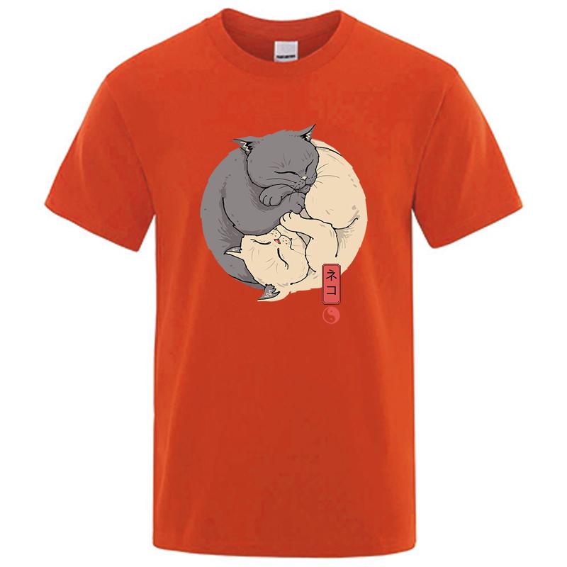Summer Mens High Quality Tshirt 100 Cotton Short Sleeve Funny Cat Print Tshirt Casual Loose Oneck Cool Tshirt Male Tees