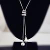 Classic Simple Long Pearl Spiral Adjustable Pendant Necklace For Women Girls Exquisite Versatile Sweater Chain Accessories Gifts