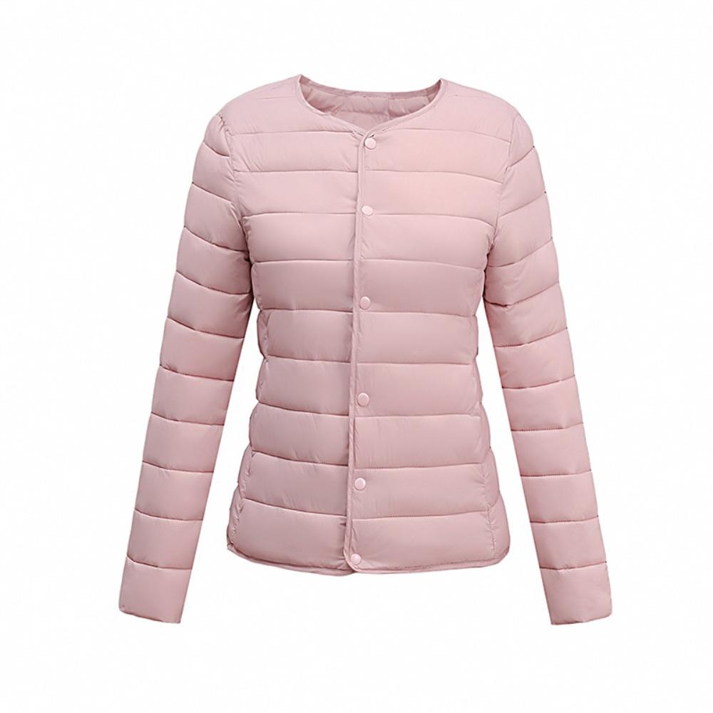 Women's Lightweight Down Cotton Coat Solid Color Minimalist Short Autumn Winter Thin Casual Portable Liner Jacket