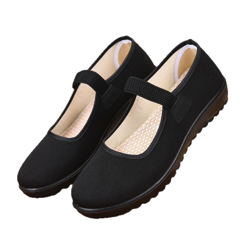Spring and summer women's black soft-soled dance shoes flat-soled hotel shoes medium towel casual women's shoes
