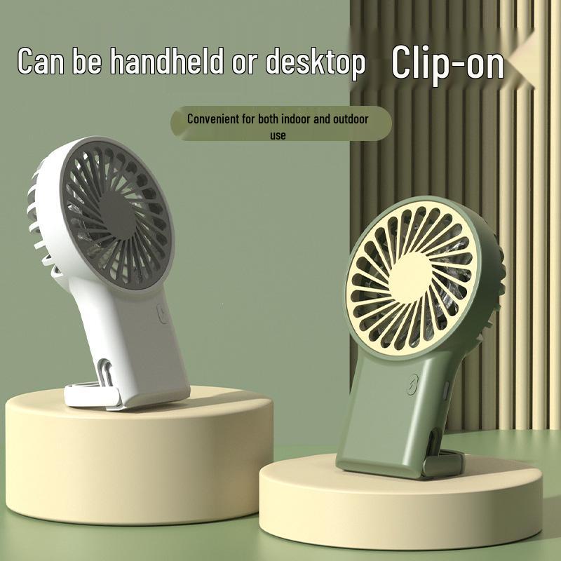 Compact USB Rechargeable Mini Fan with Hook, Portable for Mountaineering, Desktop Use, Long Battery Life