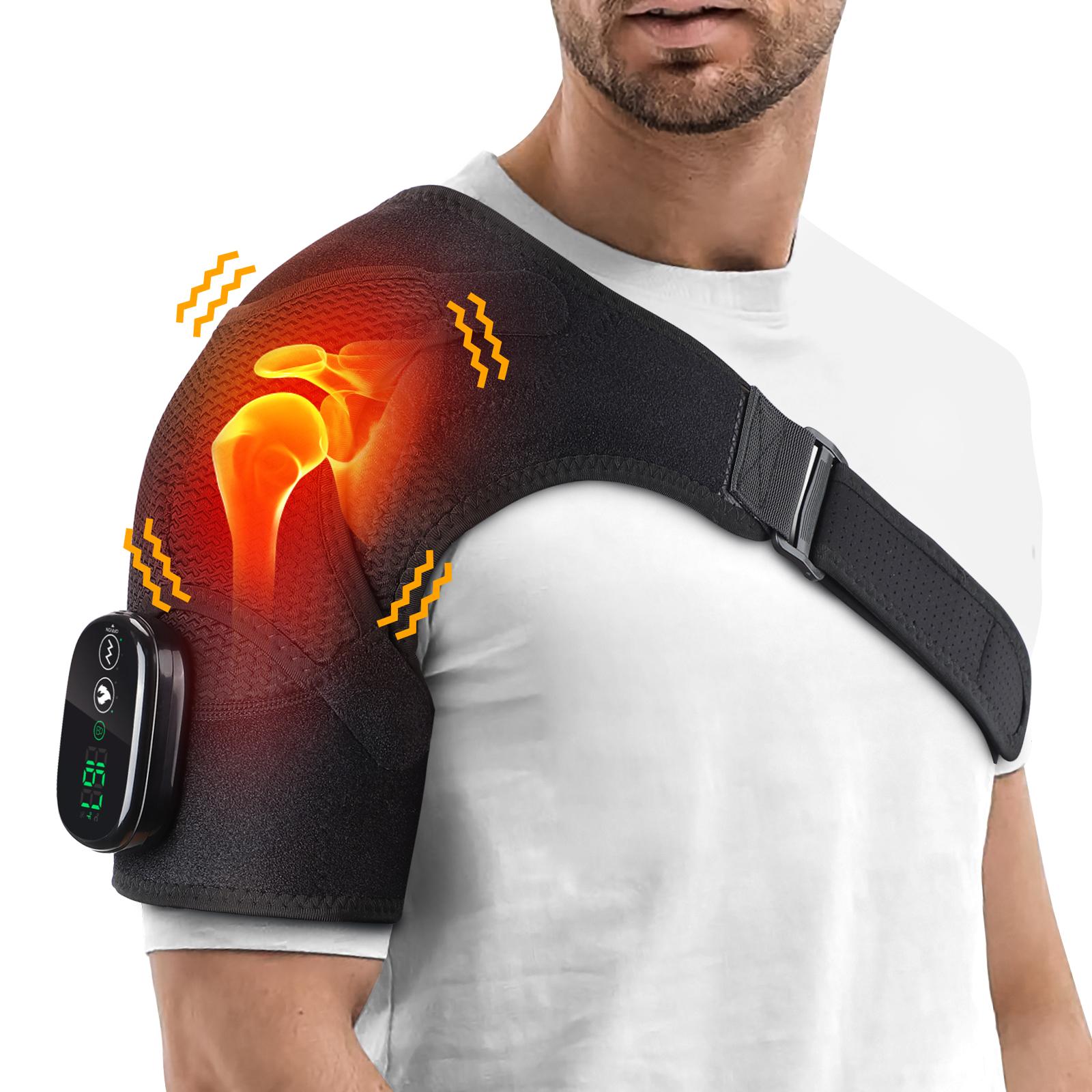 Wireless Electric Shoulder Massager Shoulder Support Brace Wrap With Heating & Vibration Heated Pad Belt Relax Muscles