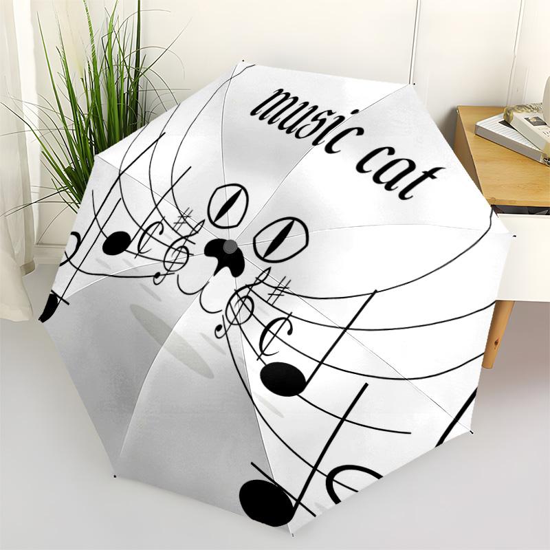 

1pc Musical symbols and musical instruments Umbrella Portable Folding Umbrella Iron Frame Hole Bone Structure Outdoor Home Umbrella