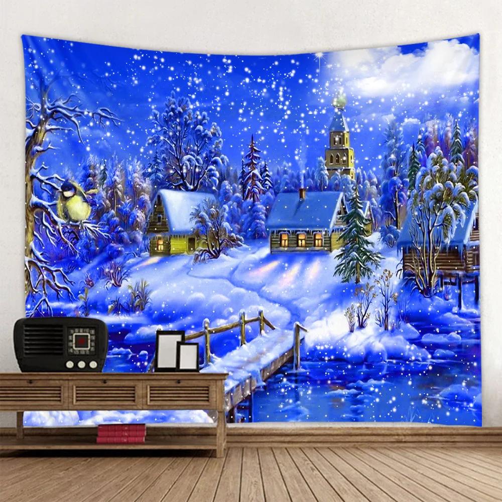 Christmas Tapestry Festive Decor Home Living Room Bedroom Background Garden Posters for Outside Large Wall Hanging Beach Towel