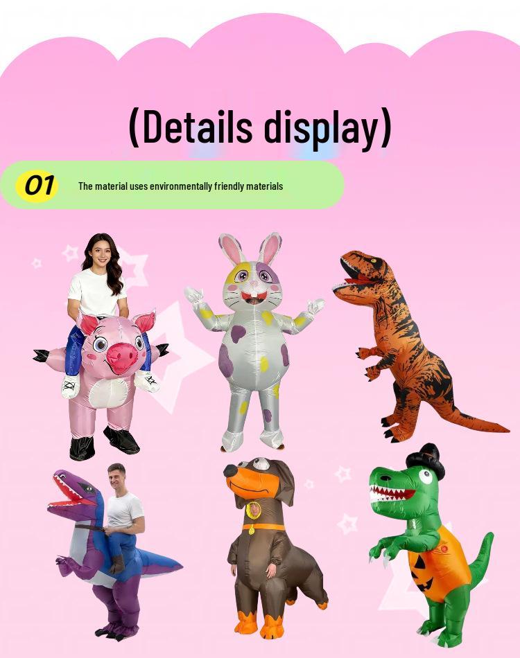 Costume Gonflable Dinosaure Alien Halloween Très Vendu - Tenue Poupée Drôle Créative pour Spectacles et Maquillage