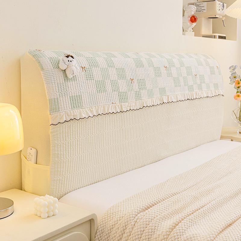 1PC INS Cream Style Full Coverage Headboard Cover Anti-cat Scratch Anti-pilling Dustproof Elastic Soft Bag for Home All Season