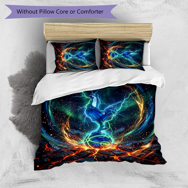 Set Lenzuola 3 Pezzi Stampato Tottenham Hotspur Morbido Delicato sulla Pelle Lavabile Copripiumino e Federe Set Tutte le Stagioni Camera da Letto