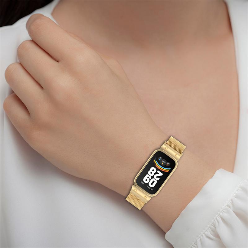 Strap For Mi Band 9 Active Bracelet Wristband for Redmi Band 3 Stainless Steel Metal Watch Band