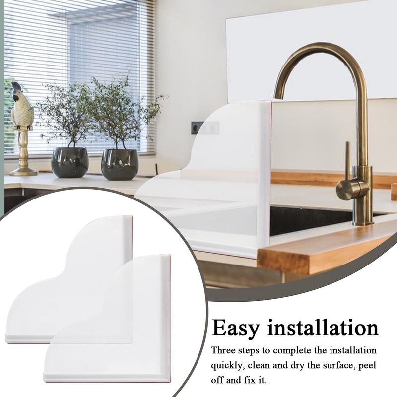 2pcs Upgraded silicone base with removable acrylic baffle Double waterproof barrier Shower Corner Bathtub Water Retainer