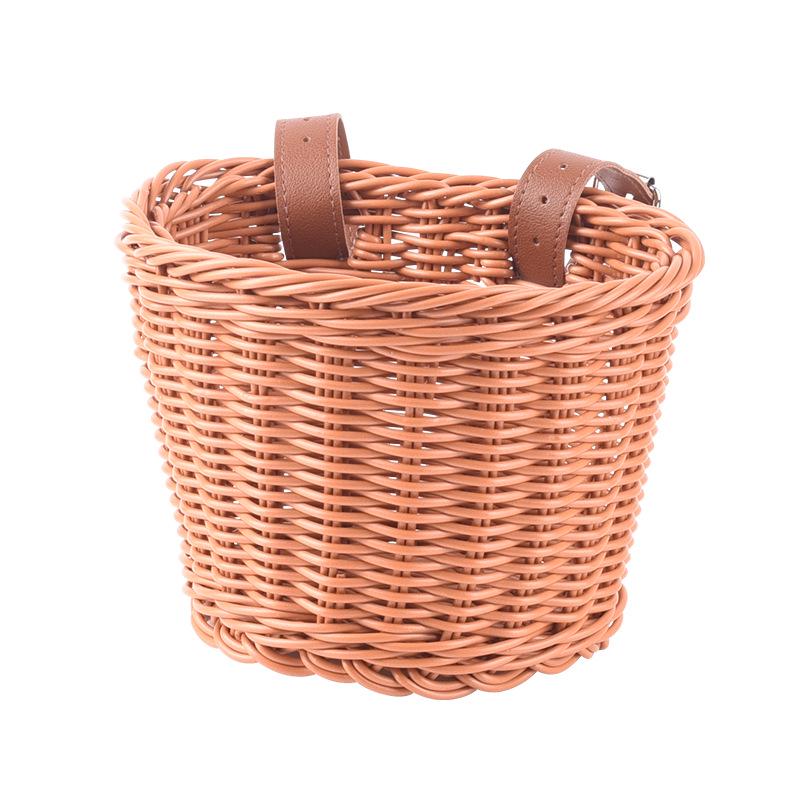 Retro Woven Front Bicycle Basket for Children's Bikes and Scooters