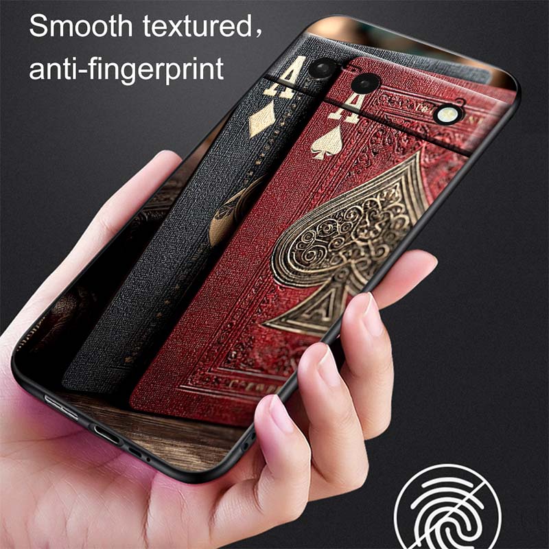 Creative poker card patterns For Google Pixel 10 9a 9 8A 8 7 7A 6 6A Pro XL 2024 5G Black Soft TPU Silicone Phone Case