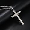 Rockyu Popular Brand Cross Necklace for Stainless Antique Jesus Cross Protection from Amulet Party Accessory Men, Silver, Steel, Style, Black,