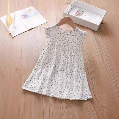 Girls Summer Cotton Floral Dress Short Sleeve Thin Princess Fresh Look For Kids