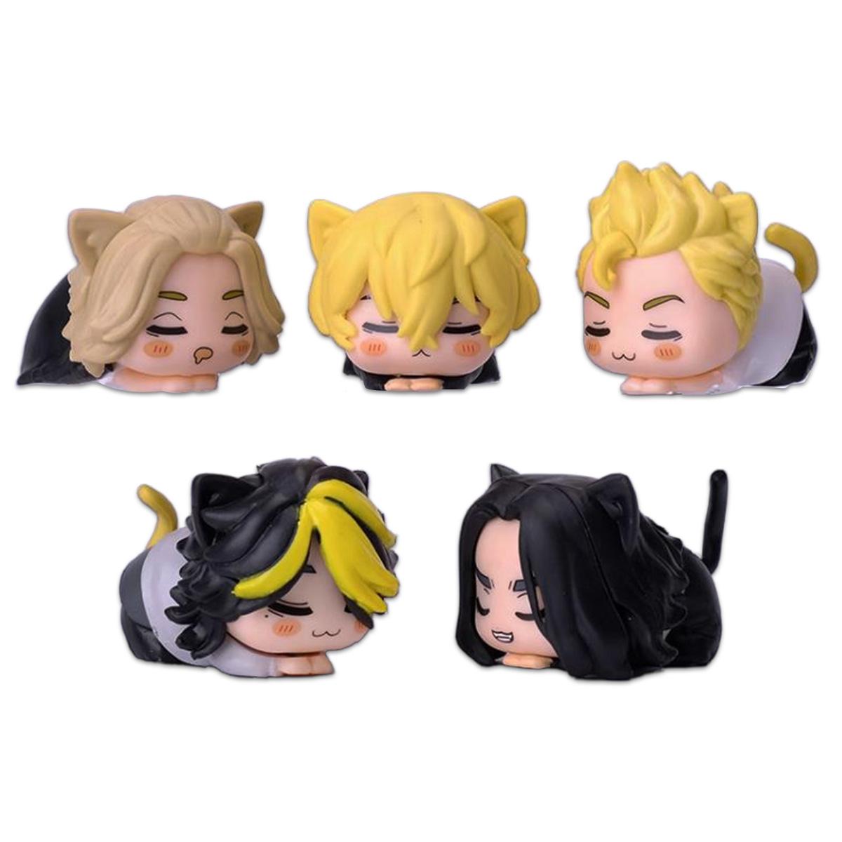 6Pcs/1Set Anime Tokyo Avengers Q Version Napping Caty Manjiro Sano Model Baji Keisuke Toys Lying Down Set Ornament Car Doll No box