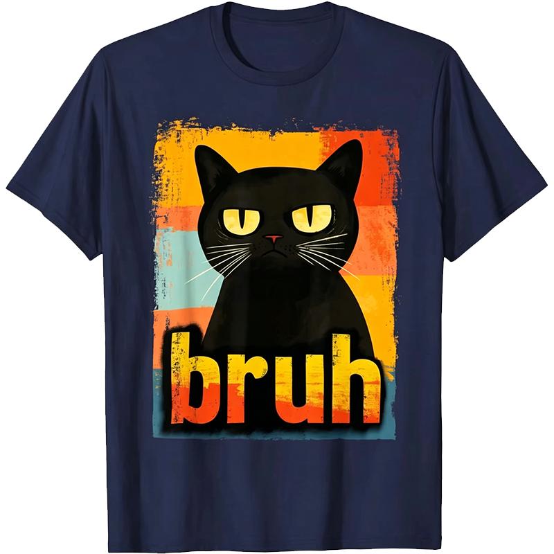 Funny Cat Bruh for Teens Boys Girls Men Women Meme Graphic T-Shirt Breathable and Comfortable Couple Camiseta Hombre