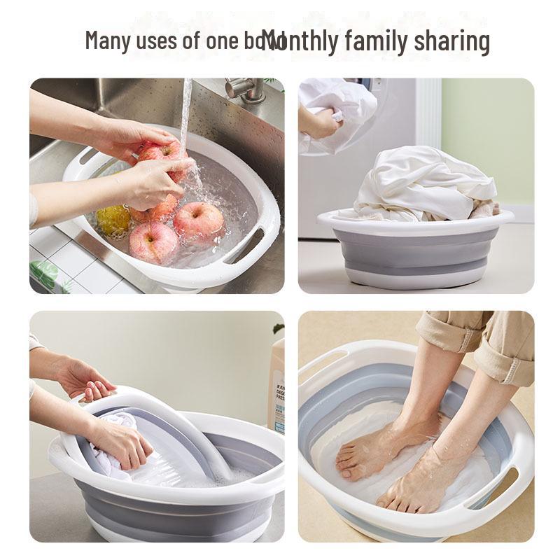 Lavoar portabil din silicon pliabil: Spălătorie extinsă și baie pentru picioare pentru cămine, acasă și călătorii