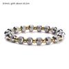 Couple Stainless Steel Stretch Bracelet Mixed Color Grid Beads Waterproof Durable Non-Fade Wristband