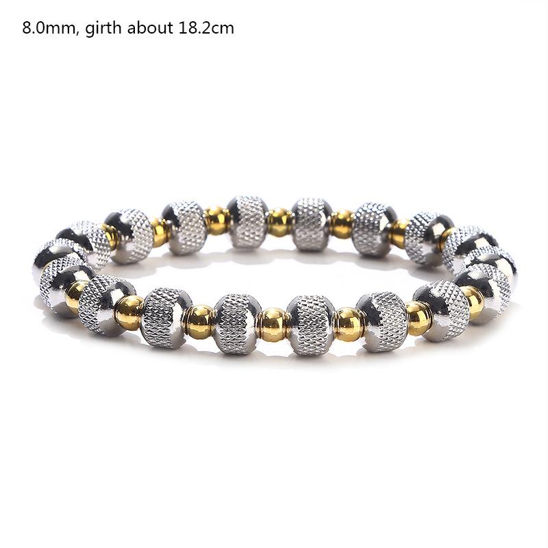 Couple Stainless Steel Stretch Bracelet Mixed Color Grid Beads Waterproof Durable Non-Fade Wristband