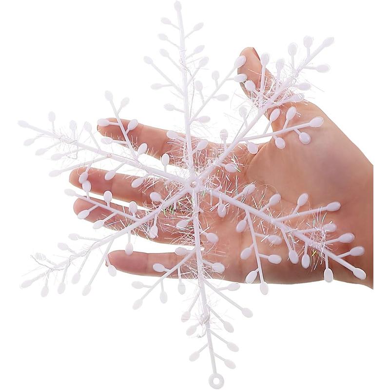 6Pcs White Snowflake Christmas Decoration Snowflake Hanging Xmas Tree Pendant Ornament for Home Decor New Year Party Accessory