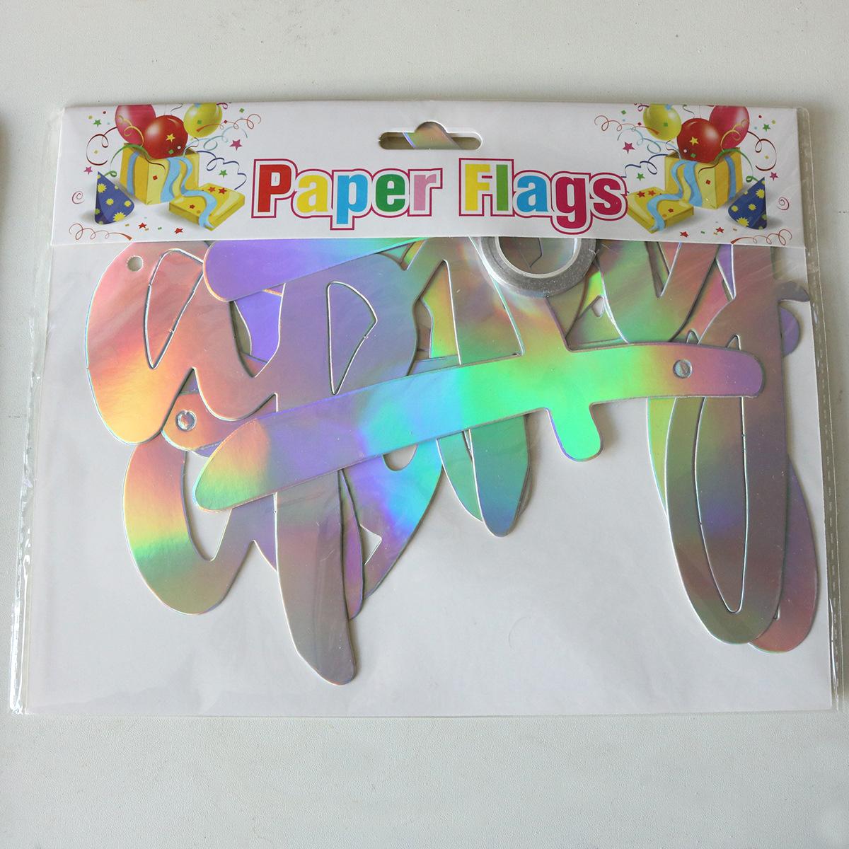 

Happy Birthday Hat One-Piece Bronzing Flag Baby S First Birthday Arrangement Banner Customization old one-piece birthday colorful silver flag