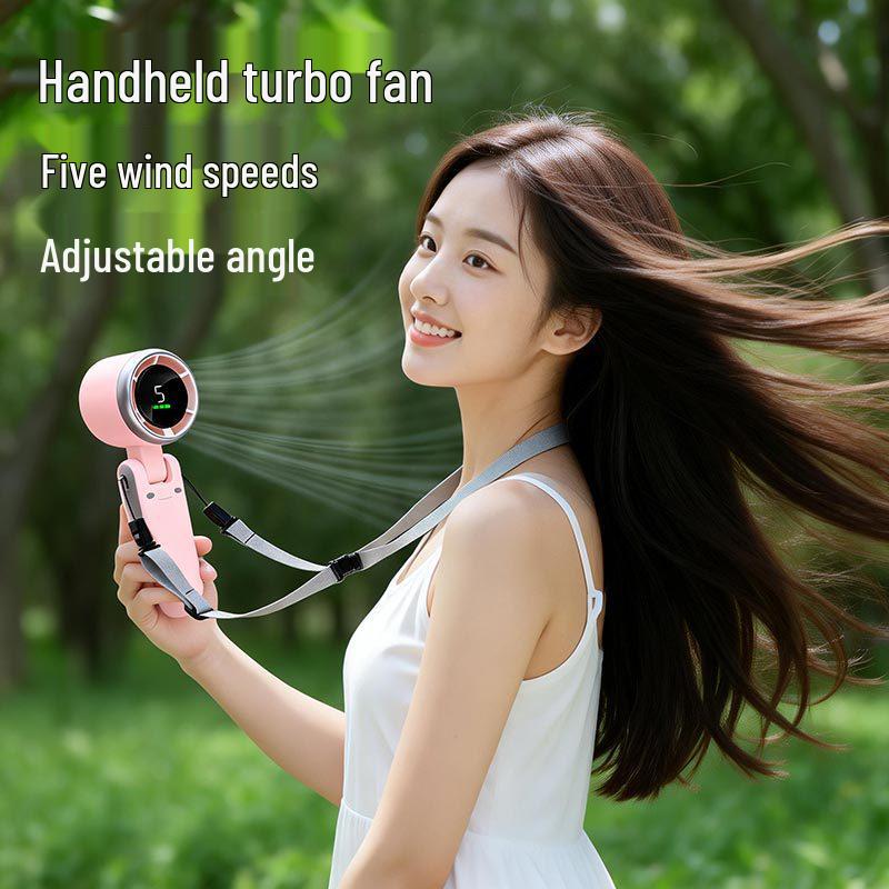 n607 Portable USB Rechargeable Handheld & Neck-hanging Mini Fan for Outdoor, Dorm, Office, or Desktop Use
