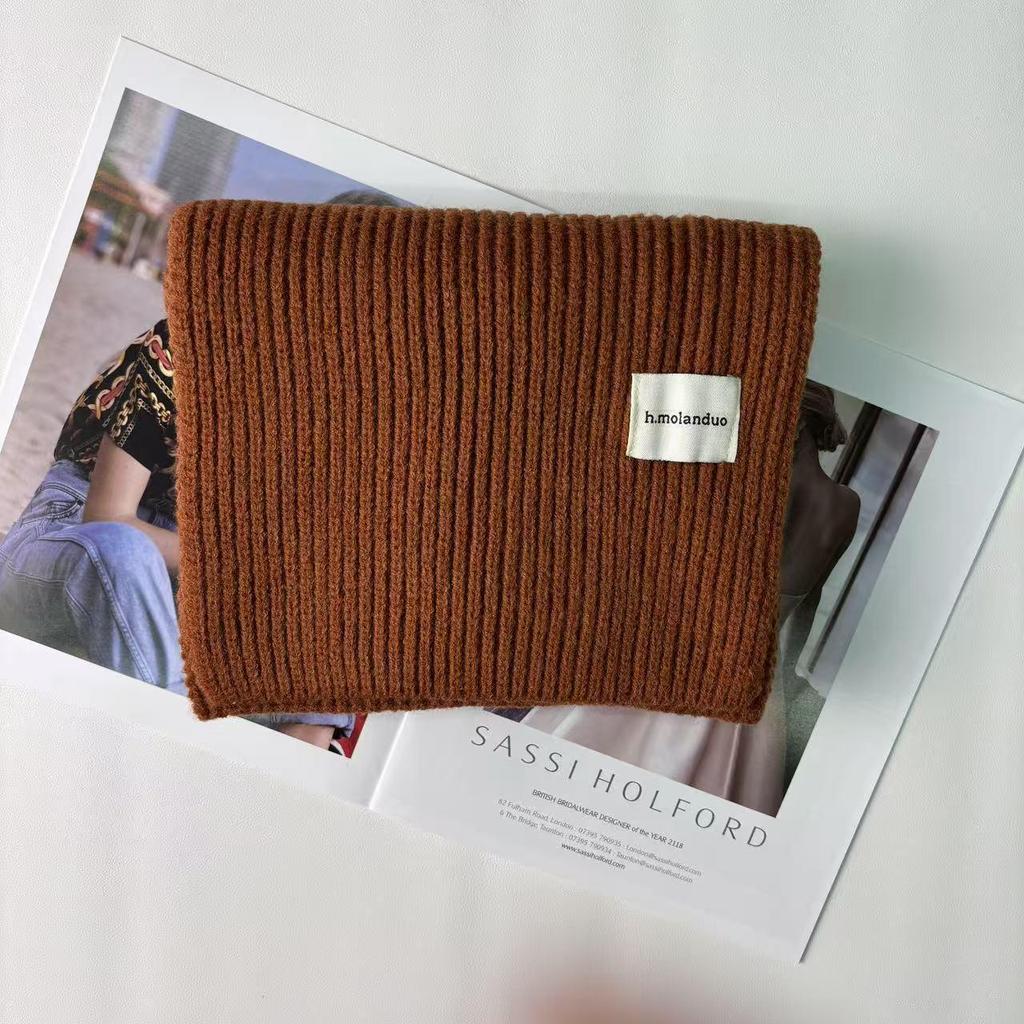 Korean Style Cozy Knitted Wool Scarf for Women - Winter Warmth with Versatile Neck Protection & Couple-Friendly Design