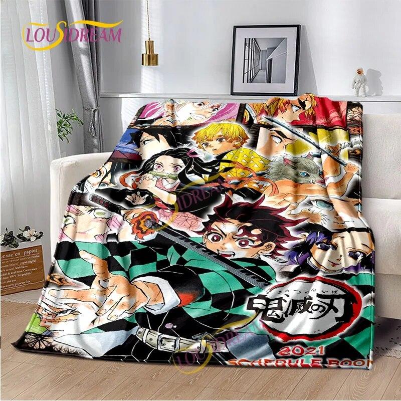 Japanese Cartoon Series Blanket Living Room Bed Sofa Travel 3D Demon Slayer Blanket Cartoon Home Office Hiking Gift