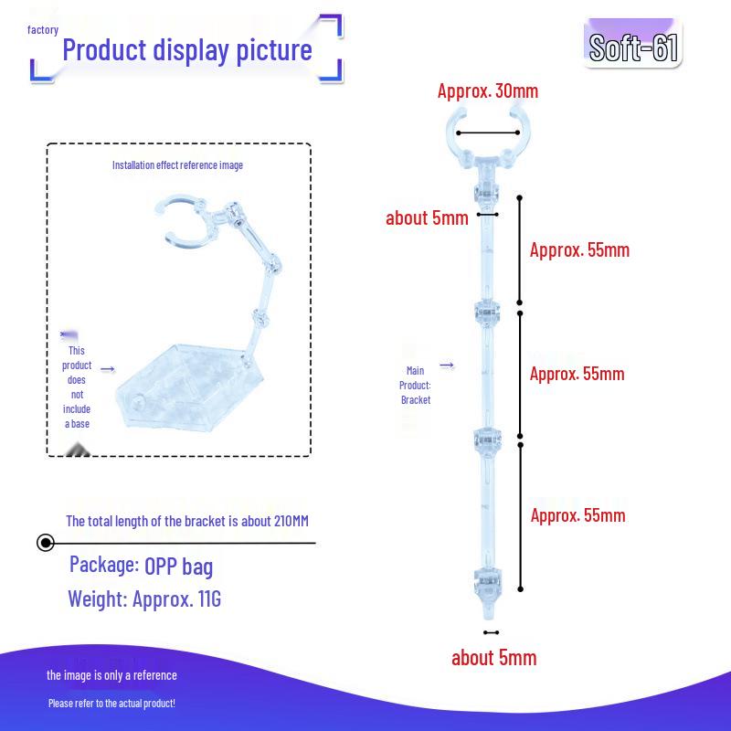 Adjustable Transparent Figure Stand with Bendable Waist Clip - Multiple Sizes
