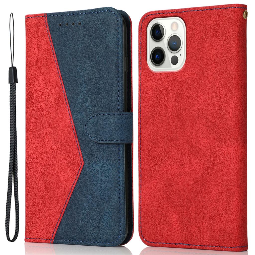 For iPhone 16 Pro Wallet Case Splicing Color Leather Phone Cover Credit Card Holder