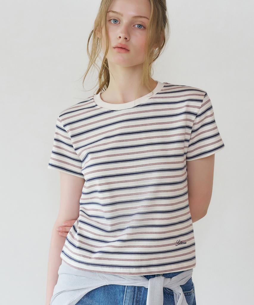LETTERA Mini Logo Detail Stripe T-Shirts