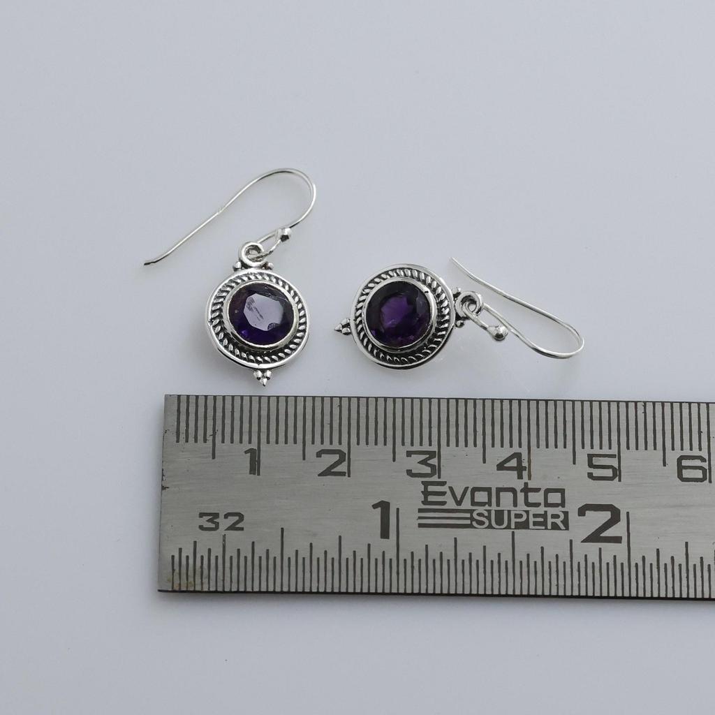 Faceted Amethyst Silver Earring, 925 Sterling Silver Handmade Jewelry, February Birthstone Earring, Silver Earring, Women Jewelry