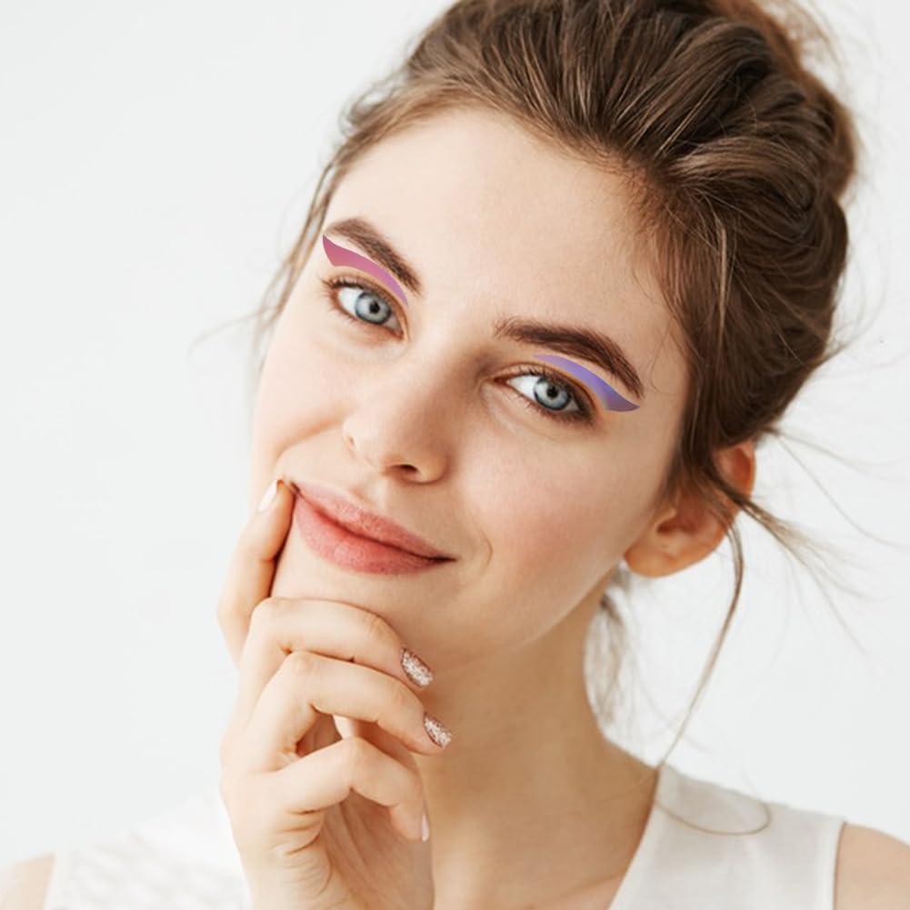 8 Pcs Eye Shadow Stickers, 8 Styles Purple Gradient Eyeliner Stickers Holographic Face Stickers Laser Eye Tattoo Stickers for Music Festivals