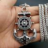 Pirate Anchor Pendant Necklace, Men's Punk Style Titanium Steel Jewelry