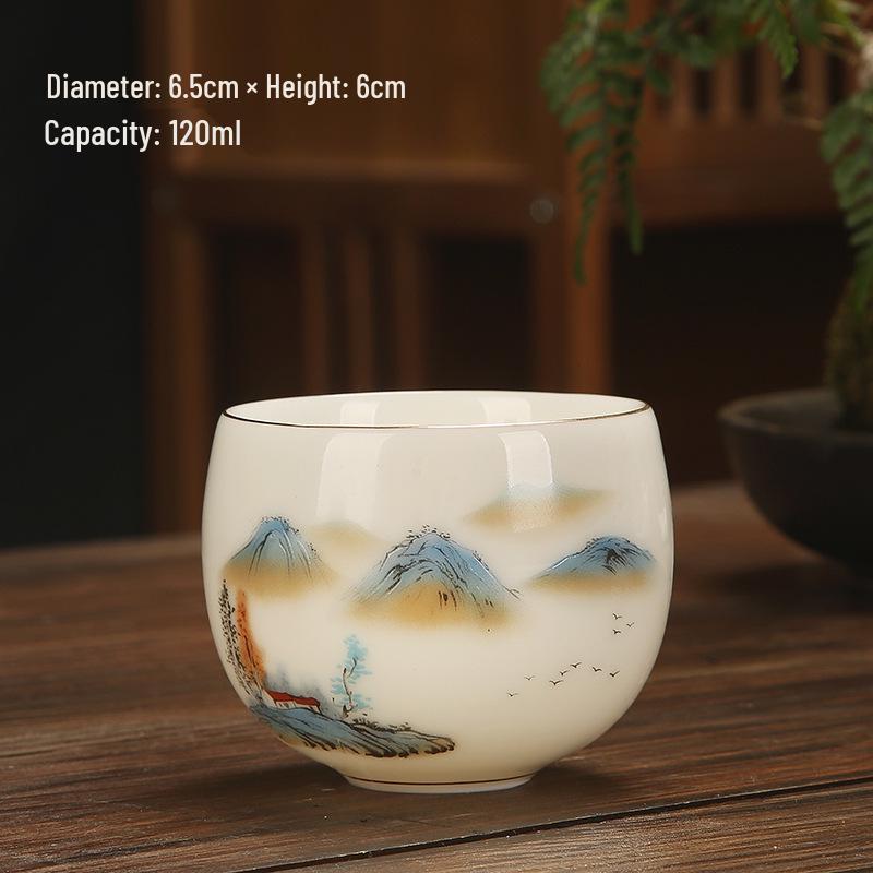 Sheep Fat Jade Porcelain Teacup: Chinese Ceramic Master Cup for Tea Tasting
