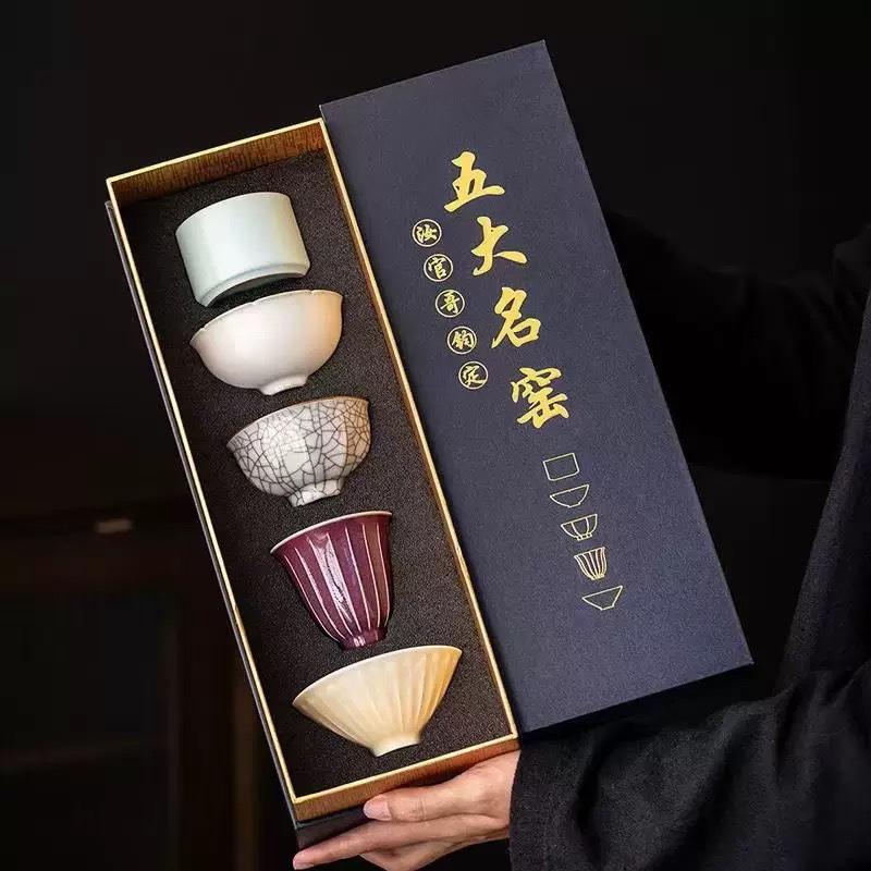 Teacup Set Pure Handmade Chinese Retro High-end Ceramic Cup Teacup Set Gift Box