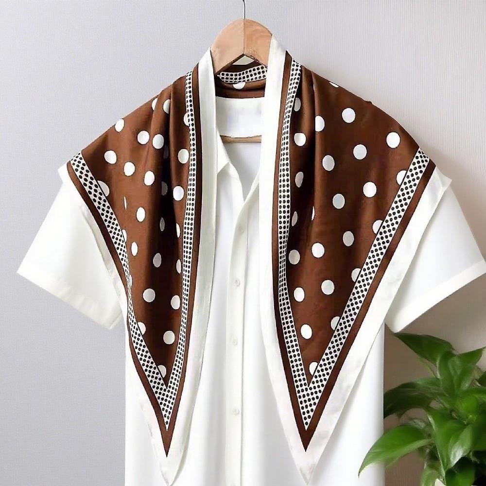 Printed Polka Dot Triangle Scarf Thin Versatile Imitation Silk Scarf Bandana Foulard Hair Band Jeans Waist Belt Club