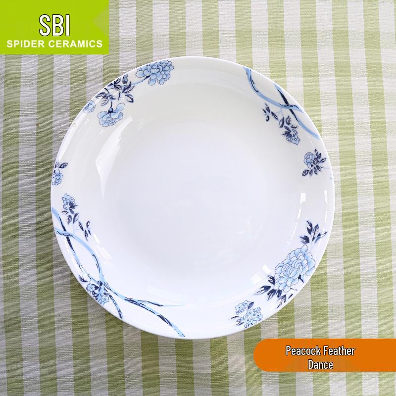 Korean Style Round Soup Plate - 8 Inch Creative Bone China Ceramic Dinnerware