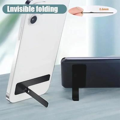 2pcs Ultra Thin Mini Phone Kickstand Universal Desktop Phone Holder Stand Metal Steel Folding Desk Bracket for iPhone/ Samsung