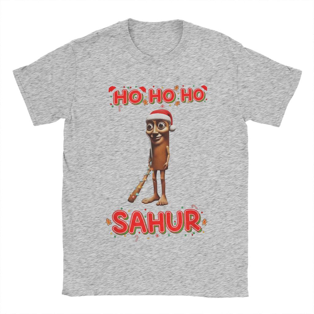 Men T-Shirts Christmas Italian BRAINROT HO HO HO Creative Pure Cotton Tee Shirt Short Sleeve  T Shirts O Neck Clothes Plus Size