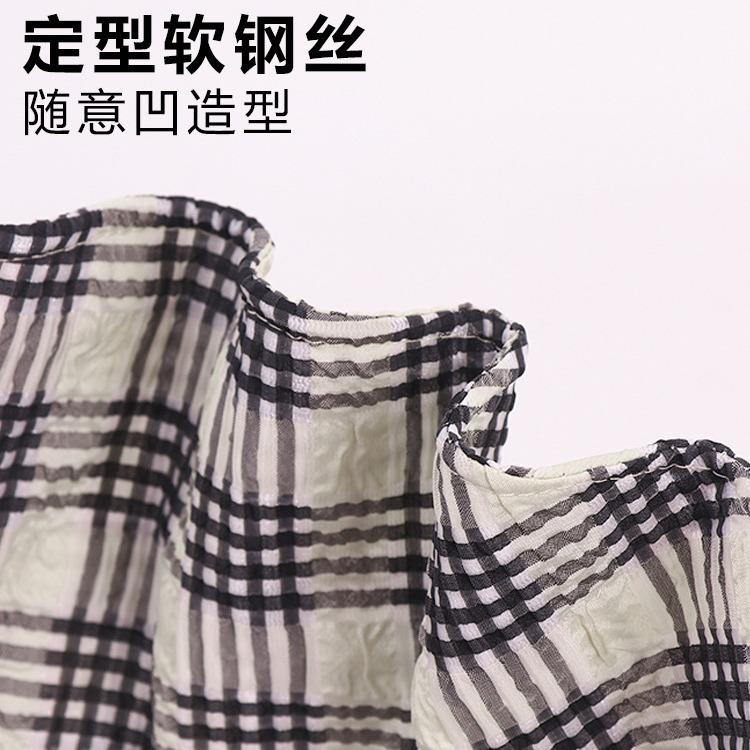 Zhao Ruth Plaid Sunscreen Bucket Hat Women's Summer UV Protection Big Brim Showing Face Small Sun Hat