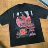 Men'S Clothing Guochao Brand T-Shirt Dark Animation Printing Washed Old Short-Sleeved T-Shirt Men'S And Women'S Street Hip-Hop Half-Sleeved
