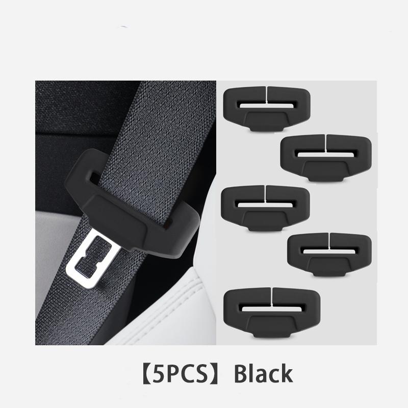 5PCS Car Seatbelt Buckle Cover Soft Silicone Anti-scratch Protector Safety Belt Buckle Guard Universal Car Clip Protection Cover